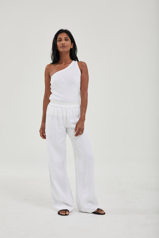One Shoulder Singlet White