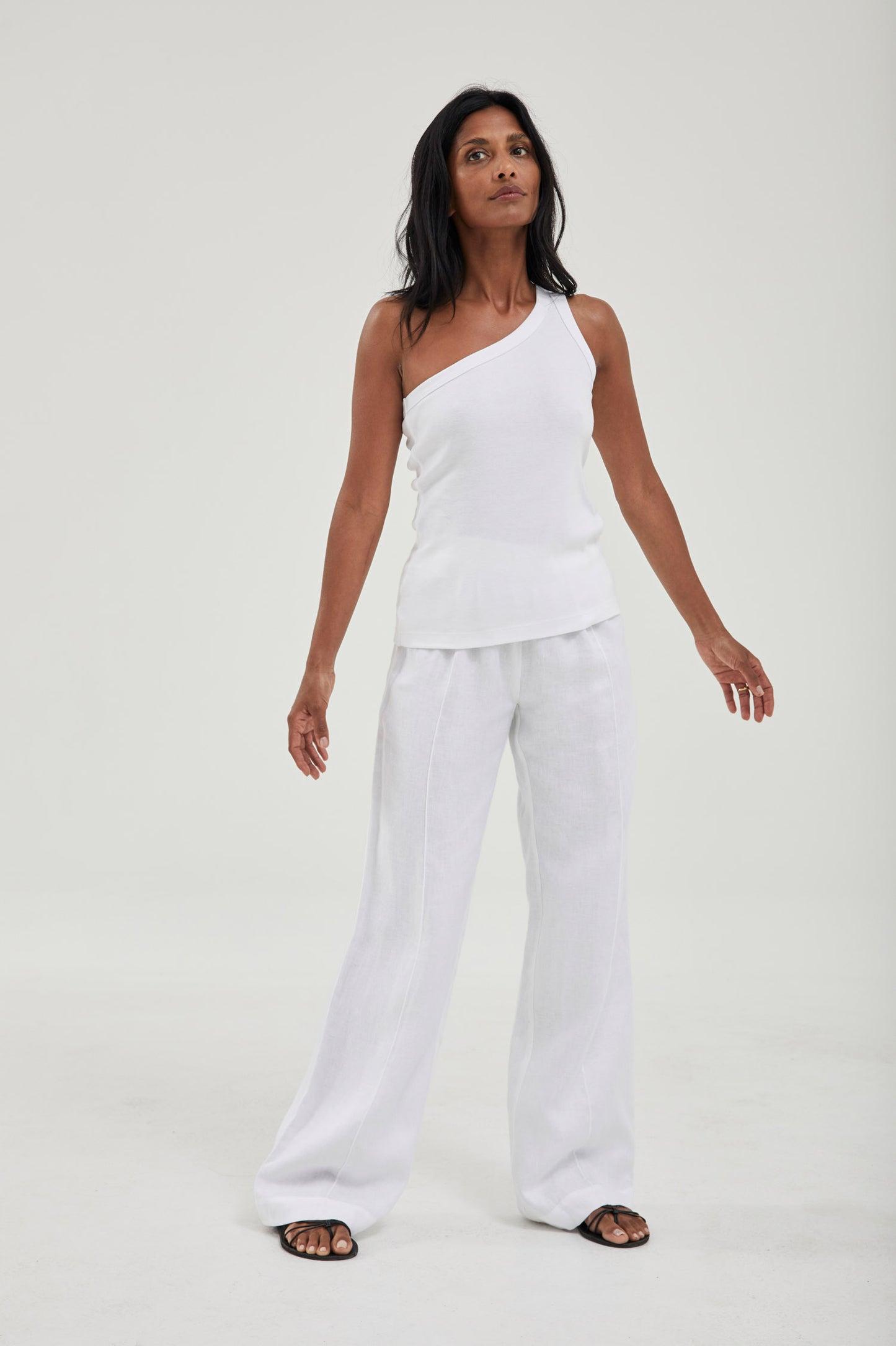 One Shoulder Singlet White