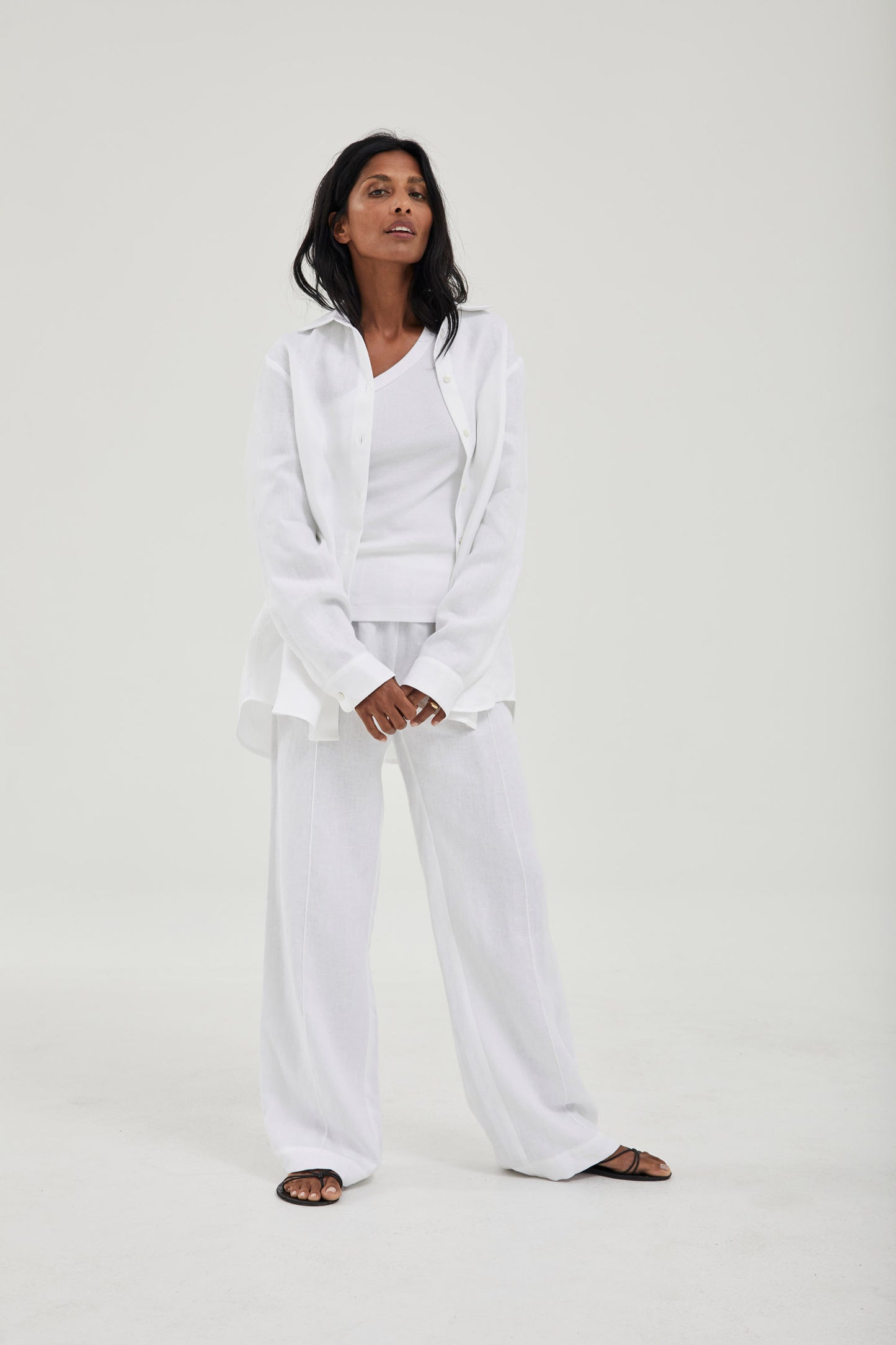 One Shoulder Singlet White