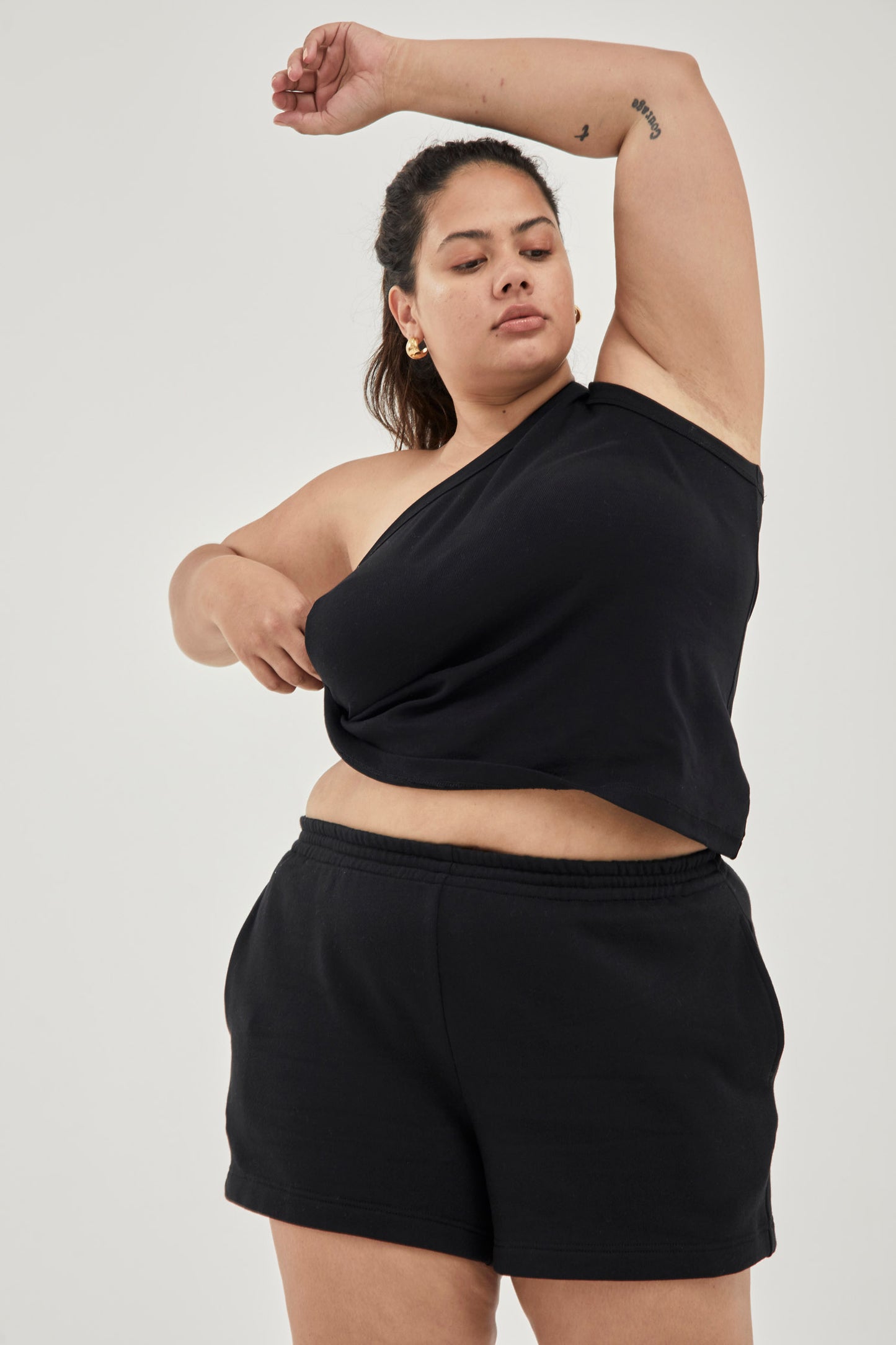 One Shoulder Singlet Black