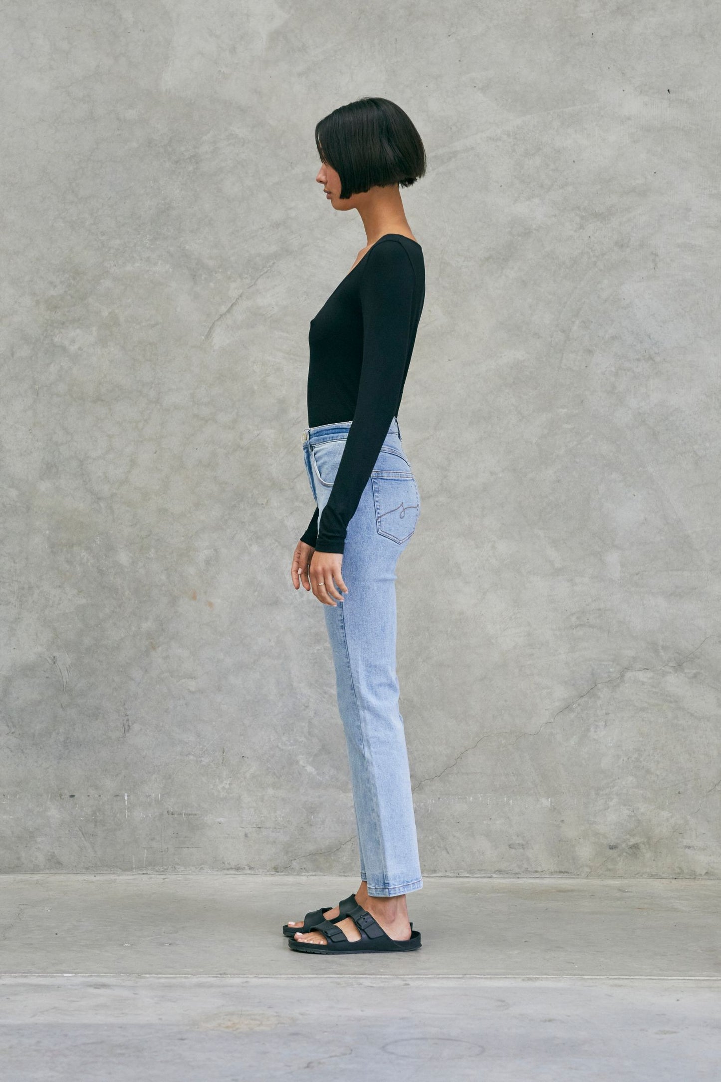 Long Sleeve Scoop Top Black