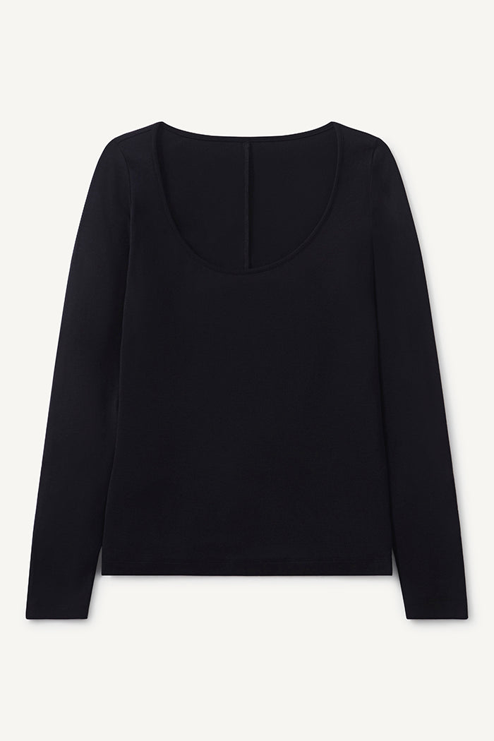 Long Sleeve Scoop Top Black